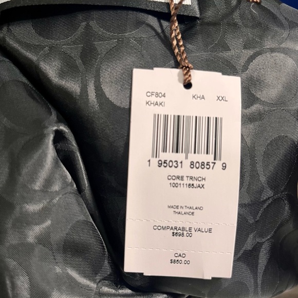 Coach Core Trench CF804 Khaki XXL NWT Leather Trim Hang Tag Plus Size - Picture 13 of 14
